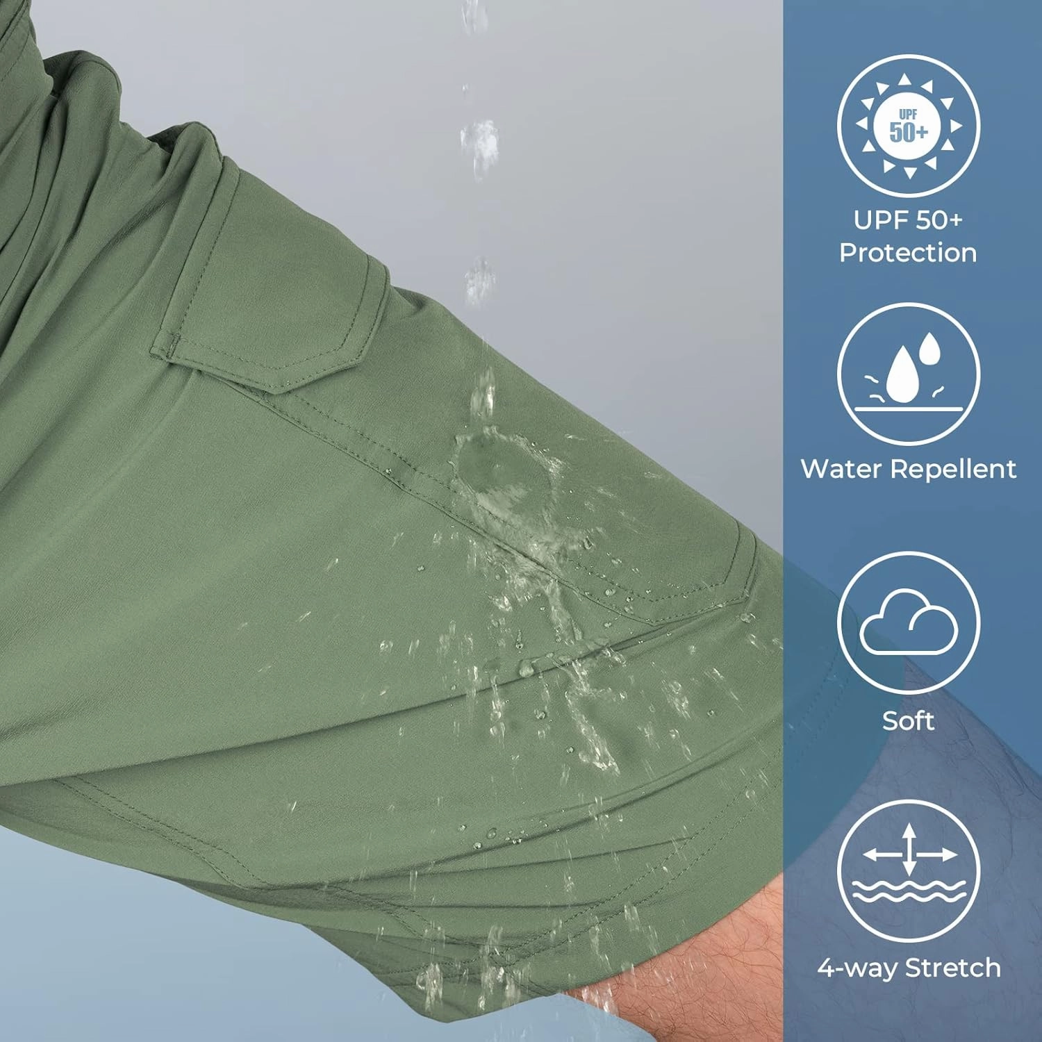 KastKing Men's Fishing Shorts, Hiking Shorts Quick Dry Comfortable UPF 50 , 7 Pockets, Shorts for Men, 10.5" Inseam