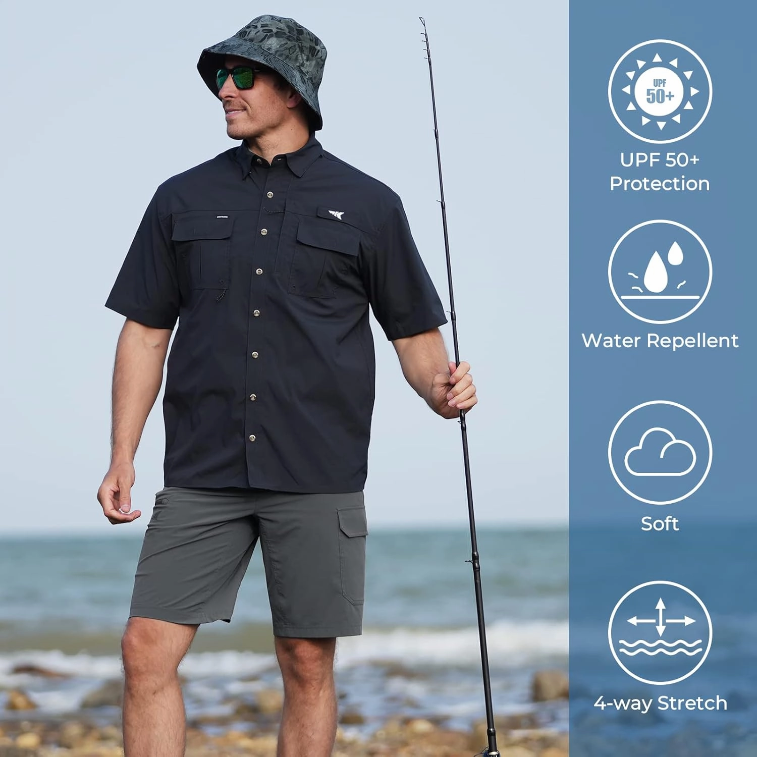 KastKing Men's Fishing Shorts, Hiking Shorts Quick Dry Comfortable UPF 50 , 7 Pockets, Shorts for Men, 10.5" Inseam