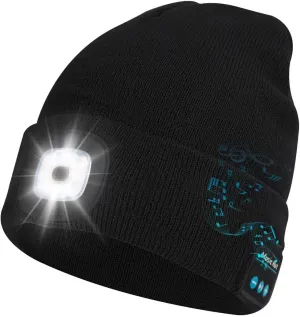 Keains Bluetooth Beanie with Light, Musical Knit Hat with Headphones and Built-in Speaker Mic, Gifts for Men Women Dad