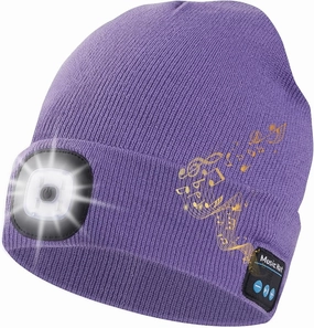 Keains Bluetooth Beanie with Light, Musical Knit Hat with Headphones and Built-in Speaker Mic, Gifts for Men Women Dad