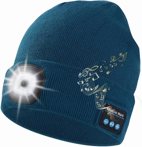 Keains Bluetooth Beanie with Light, Musical Knit Hat with Headphones and Built-in Speaker Mic, Gifts for Men Women Dad