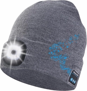Keains Bluetooth Beanie with Light, Musical Knit Hat with Headphones and Built-in Speaker Mic, Gifts for Men Women Dad