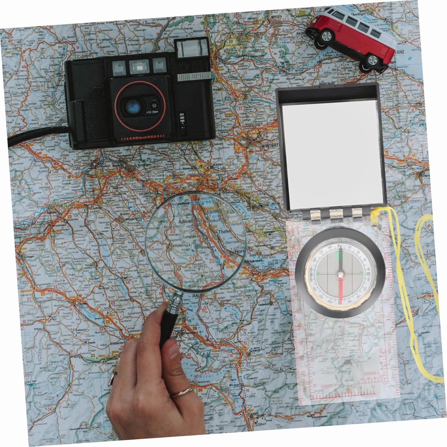 KESYOO Map Ruler Compass Hiking Compass Mapping Tool Camping Compass Survival Navigation Tool Hiking Gear