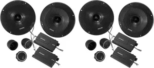 KICKER 2 Pairs 46CSS654 6.5" 600 Watt 4-Ohm Car Audio Component Speakers CSS65