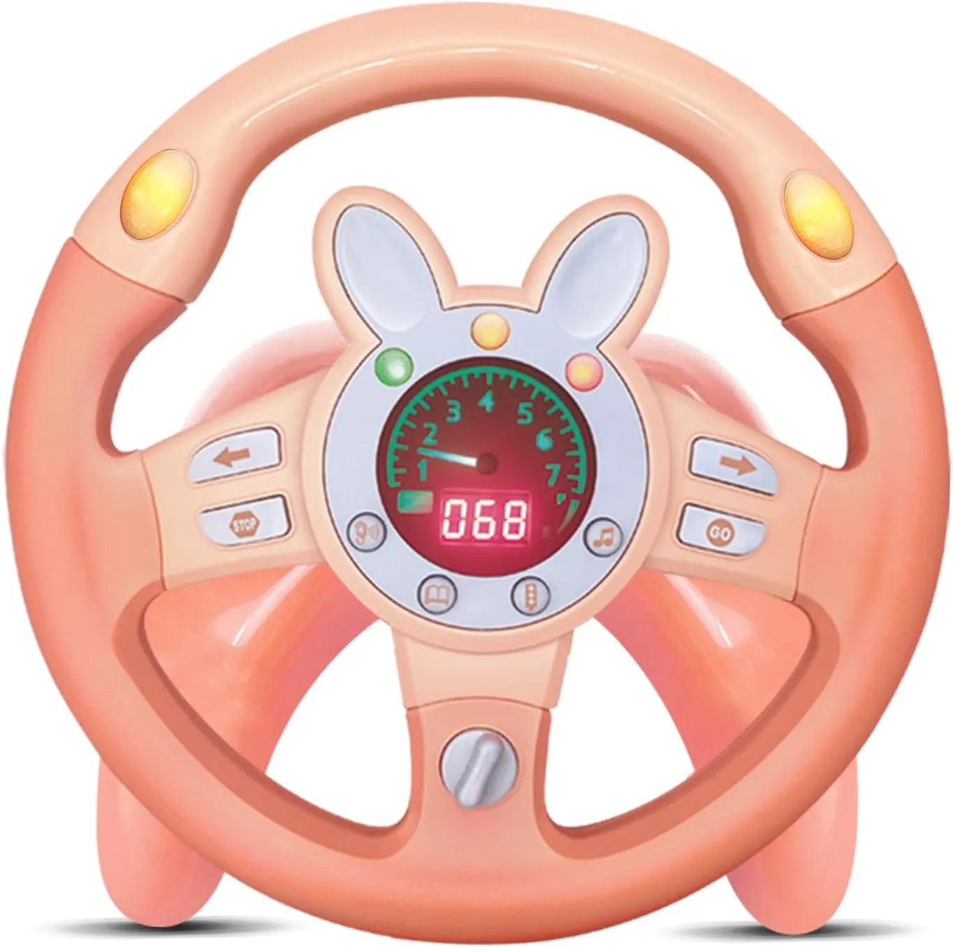 Kids Steering Wheel Toy with Vibration, Driving Simulated Steering Wheel Toy for Backseat, Educational Learning Sensory Toy,Simulated Car Toys with Light Songs for Infant Preschool Kids Toddler Gifts