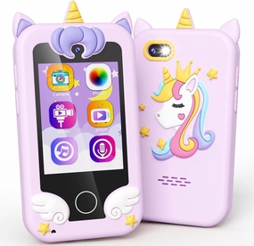 Kids Toy Smartphone, Unicorn Gifts and Toys for Girls Boys Ages 3-8 Years Old, Fake Play Toy Phone with Music Player Dual Camera Puzzle Games Touchscreen, Birthday, Kids Trip Activity