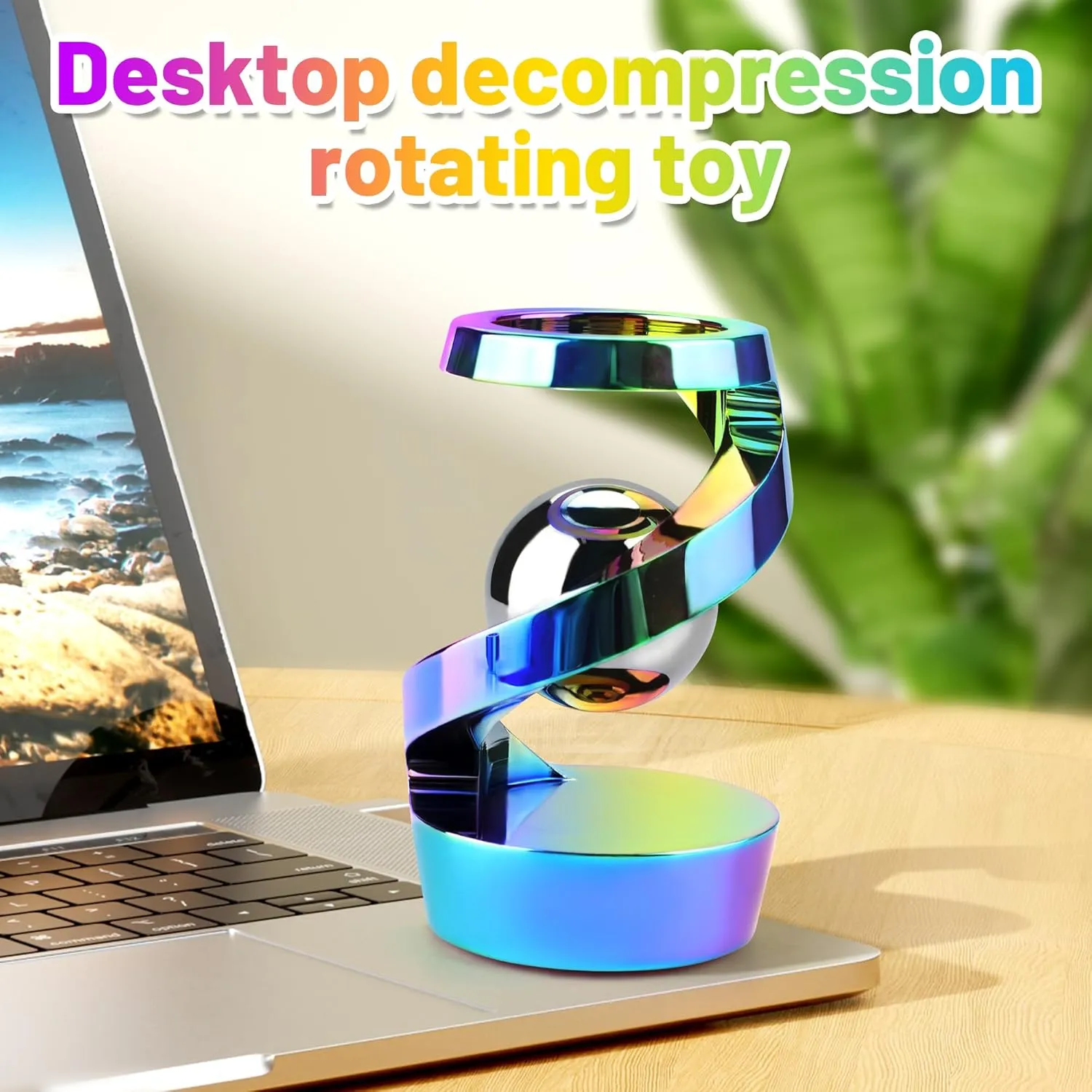 Kinetic Desk Toys, Kinetic Spinning Desk Toys for Office for Adults, Desk Fidgets for Adults, Kinetic Spinning Fidget Toy (Rainbow)