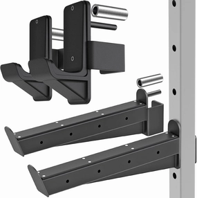 Kipika Safety Spotter Arms and J-Hooks for 2" x 2" and 3" x 3" Power Racks - Heavy Duty Barbell Holders and Catches with Rubber Pads - Power Rack Attachments for Squat, Bench Press and More