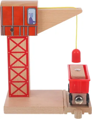 Kisangel Railway Crane Train Track Accessories DIY Train Prop Wooden Crane Model Enhance and ' Logic Skills