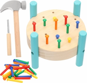 Kisangel Interactive Boys and Girls Pounding Toy 1 Set of Wooden Nailing Table Hammer Toy Perfect for Hand-Eye Coordination