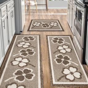 Kitchen Rugs Sets 3 PCS Non Slip Kitchen mats for Floor,Washable Kitchen Runner Rug,Super Absorbent Kitchen mats for Kitchen,Bathroom,Floor,Office,Sink(Brown,19.7"x47.2" 19.7"x31.5" 19.7" x 59")