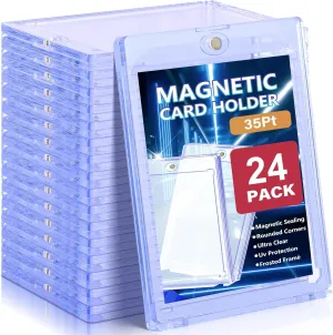 Kitoyz 24 ct Magnetic Card Holder for Trading Cards, 35PT Baseball Card Case Magnet Toploaders Sports Card Protectors with UV Protection Fit for TCG, Game Cards, Football Cards