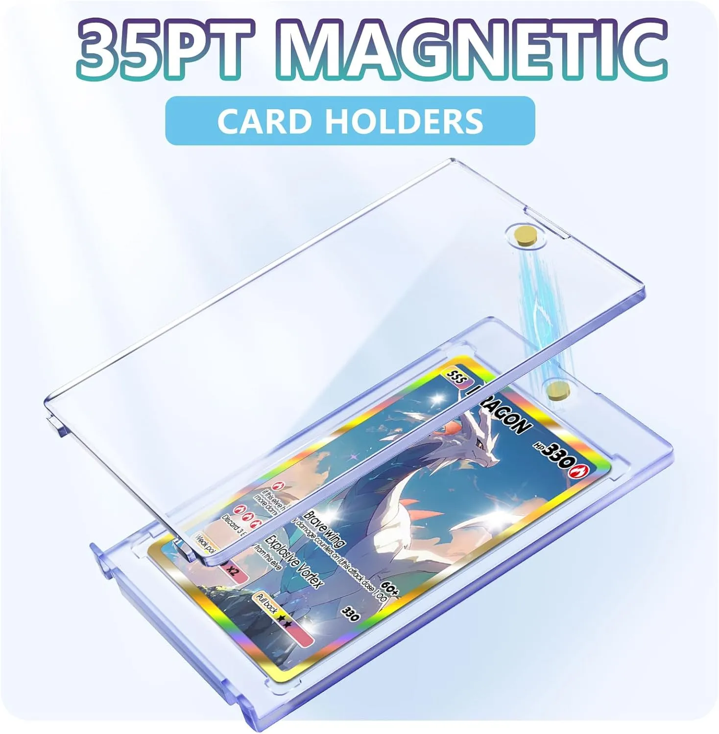 Kitoyz 24 ct Magnetic Card Holder for Trading Cards, 35PT Baseball Card Case Magnet Toploaders Sports Card Protectors with UV Protection Fit for TCG, Game Cards, Football Cards