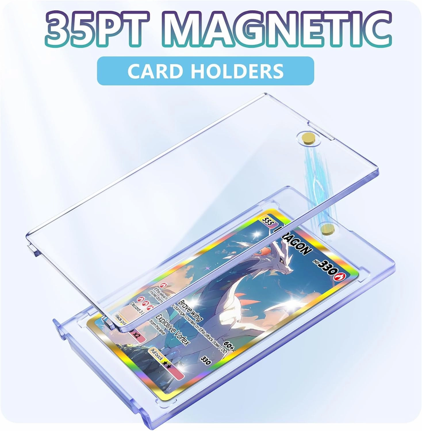 Kitoyz 100 ct Magnetic Card Holder for Trading Cards, 35PT Baseball Card Case Magnet Toploaders Sports Card Protectors with UV Protection Fit for TCG, Game Cards, Football Cards