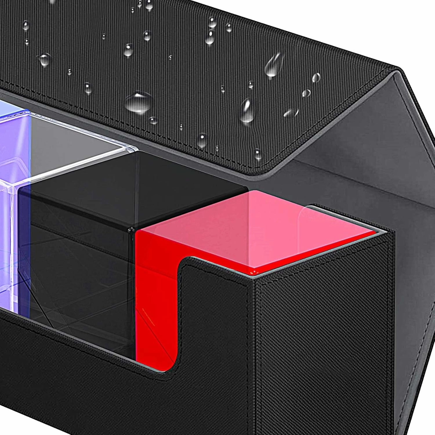 KKU Card Deck Boxes with 4 Pack Acylic Card Cases, Magnetic Closure Trading Card Deck Storage Box Fits 800  Sleeved Cards Sport Cards