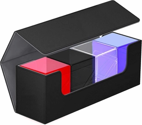 KKU Card Deck Boxes with 4 Pack Acylic Card Cases, Magnetic Closure Trading Card Deck Storage Box Fits 800  Sleeved Cards Sport Cards