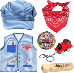 Kyson Kids Train Conductor Costume Set-Train Engineer Dress Up Kit for Train Theme Party Halloween Dress Up Career Day