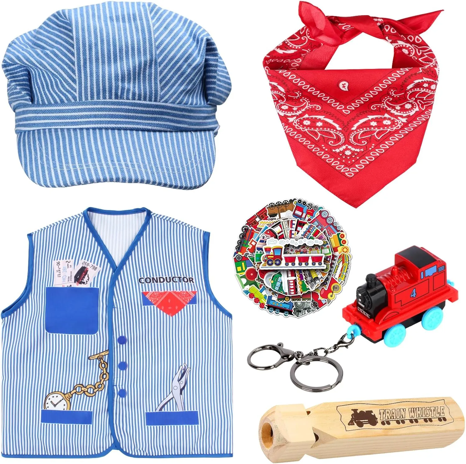 Kyson Kids Train Conductor Costume Set-Train Engineer Dress Up Kit for Train Theme Party Halloween Dress Up Career Day