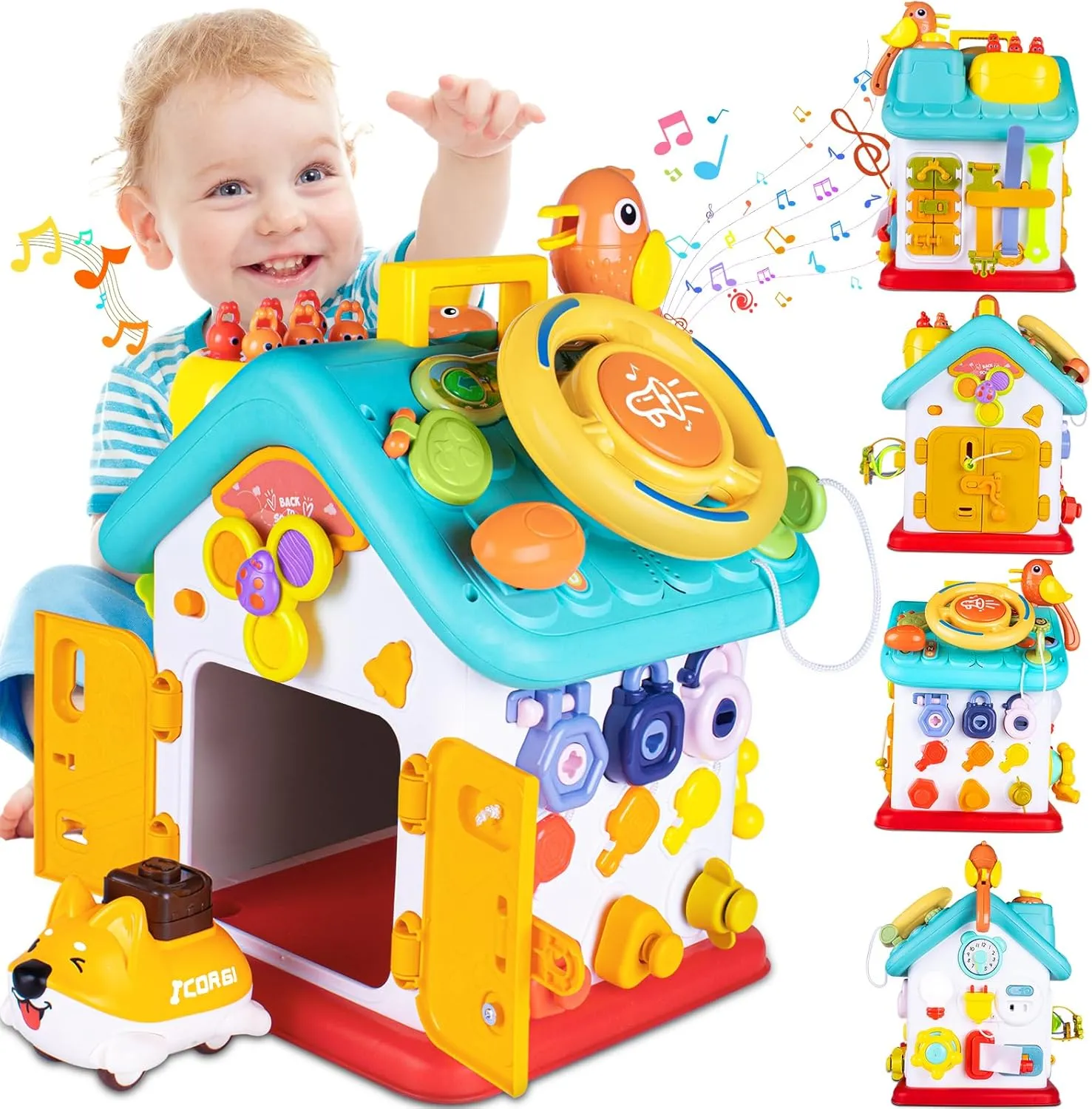 Large 16 in 1 Montessori Toys for 1 Year Old,Multifunctional Early Educational Learning Toys with Storage & Sensory Games,Musical Busy House Toy for Boy Girl Age 1 2 3 Years Birthday Gift