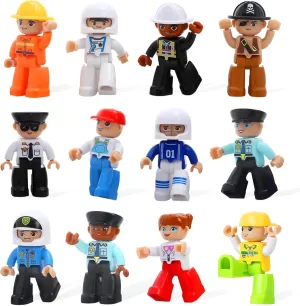 Large Magnetic Figures, 3 Inches Community Figures Set, 12 Pieces Magnetic Play People Magnet Building Toys for Kids Ages 3 4 5 6 7 8 , STEM Learning Toys Magnet Tiles Expansion Accessories Pack