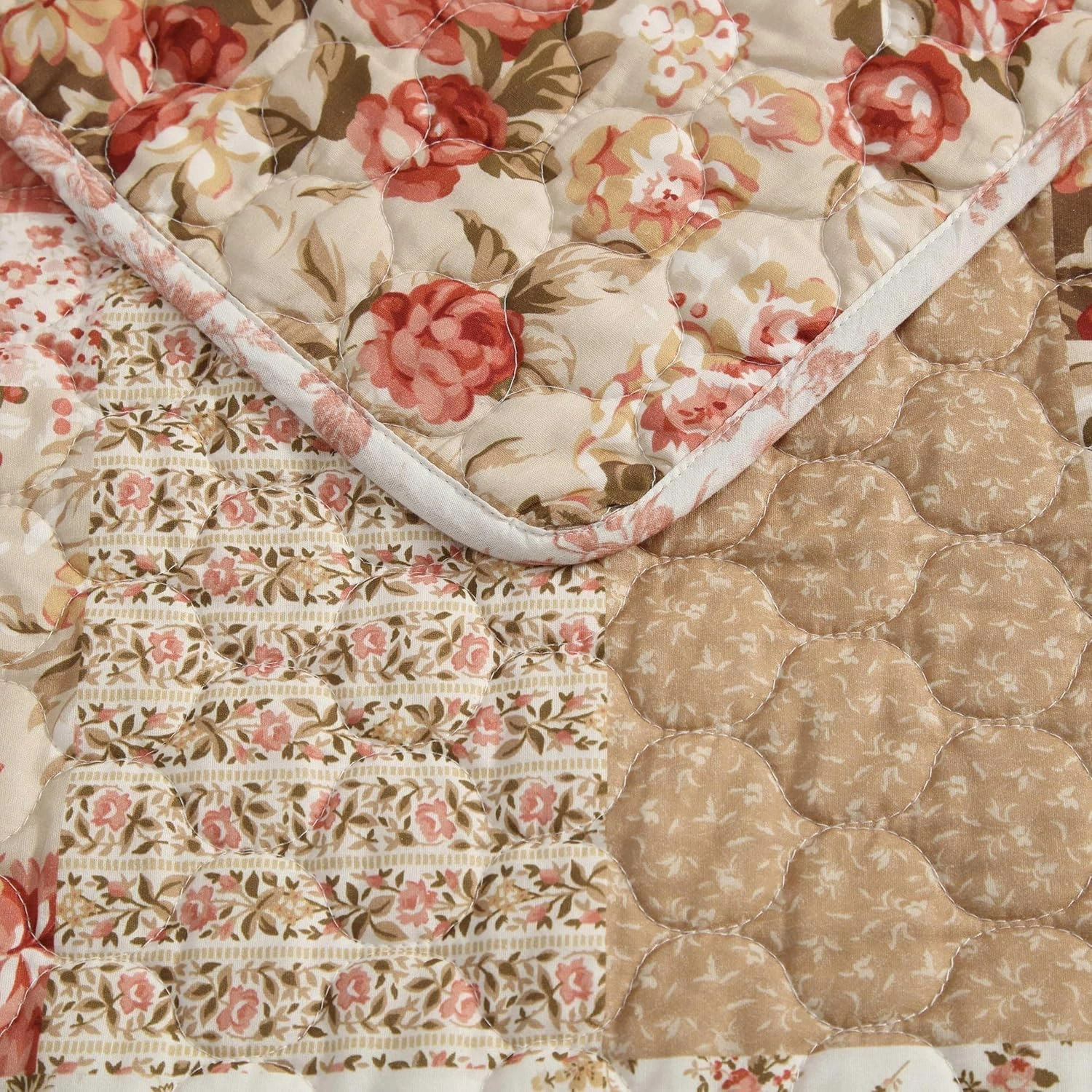Laura Ashley - Twin Quilt Set, Reversible Cotton Bedding with Matching Sham, Lightweight Home Decor for All Seasons (Harrietta Patchwork Pink, Twin)