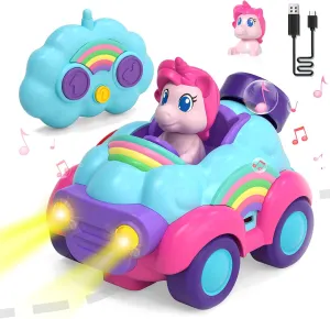 Lehoo Castle Toys for 3 Year Old Girl, Rechargeable Girl Remote Control Cars Ages 2-4, Unicorn Toys RC Cars for Toddlers with Lights & Music, Kids Toys Girls 3-5