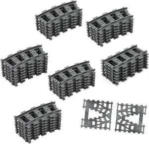 Lekebaby 40PCS City Train Tracks, Classic Train Tracks Accessories, Railroad Building Toy Compatible with All Major Brand- 32 Curved, 6 Straight, 2 Integral Forks Train Tracks