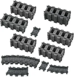 Lekebaby City Train Tracks, 36 Straight and 24 Flexible Classic Train Tracks Accessories,Railroad Extension Building Toy Compatible with All Major Brand(60PCS)