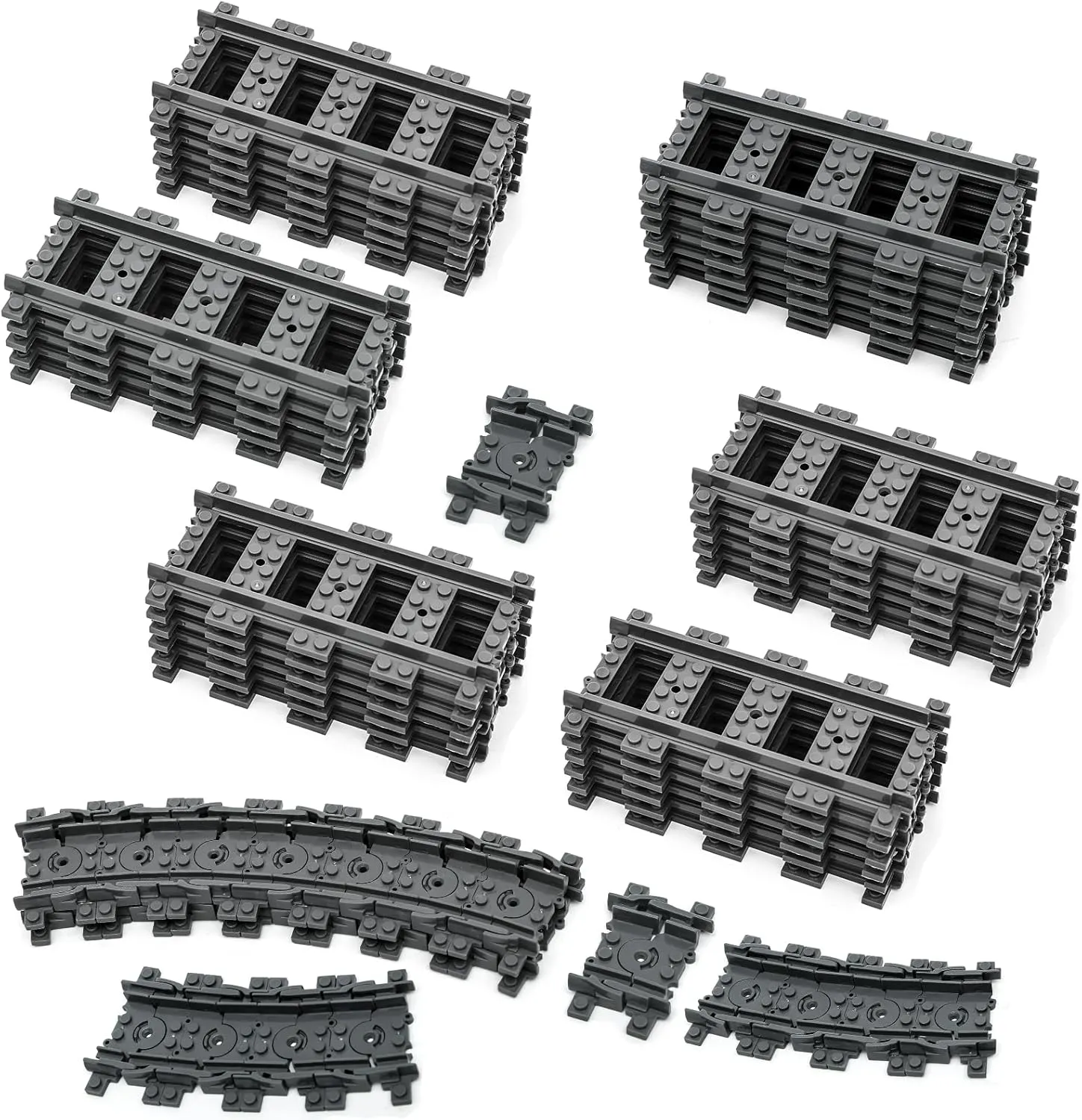 Lekebaby City Train Tracks, 36 Straight and 24 Flexible Classic Train Tracks Accessories,Railroad Extension Building Toy Compatible with All Major Brand(60PCS)