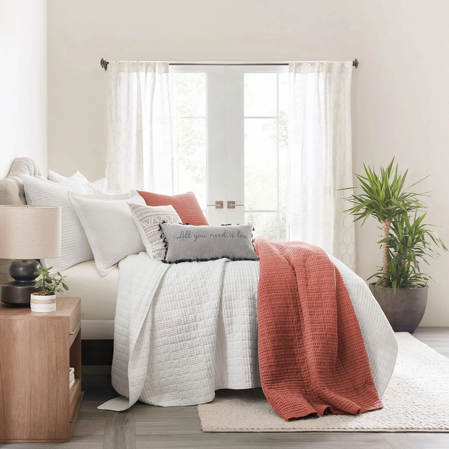 Levtex Home - Mills Waffle - Full/Queen Quilt Set - Adobe Cotton Waffle - Quilt Size (88 x 92in.), Sham Size (26 x 20in.)