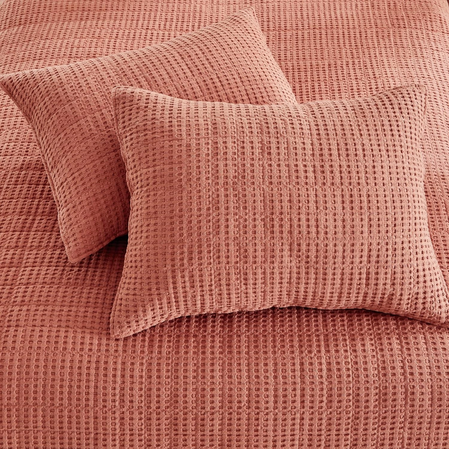 Levtex Home - Mills Waffle - Full/Queen Quilt Set - Adobe Cotton Waffle - Quilt Size (88 x 92in.), Sham Size (26 x 20in.)