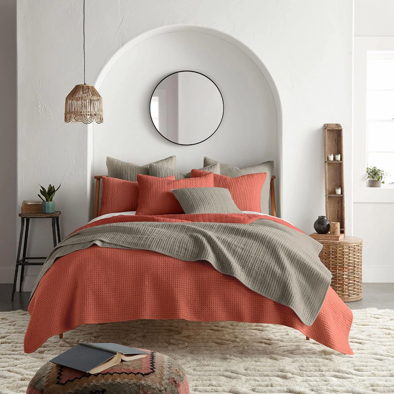 Levtex Home - Mills Waffle - Full/Queen Quilt Set - Adobe Cotton Waffle - Quilt Size (88 x 92in.), Sham Size (26 x 20in.)