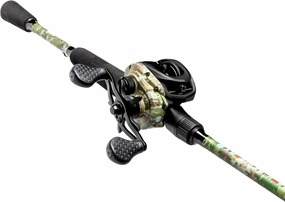 Lew’s American Hero Camo Baitcast Reel and Fishing Rod Combo, IM7 Graphite Rod, 5 1 Bearings, 7.5:1 Gear Ratio, One-Piece Graphite Frame, Camo/Black