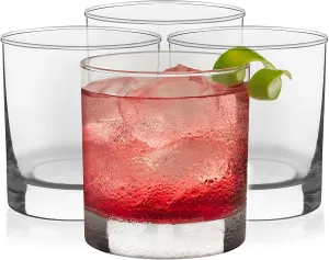 Libbey Heavy Base Rocks Cocktail Glasses Set, Clear Whiskey Glasses Set of 4 with Weighted Base and Simple Lines, Heavy Drinking Glasses for Parties