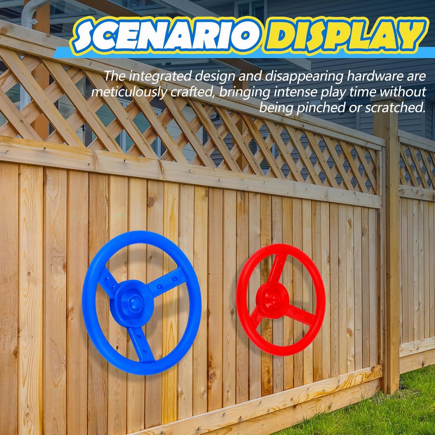 Libima 2 Pack Kids Steering Wheel Toy 10.43 Inch Outdoor Playhouse Toys Plastic Pirate Ship Wheel Replacement Plastic Steering Wheel for Playground Outdoor Gym (Red,Blue)