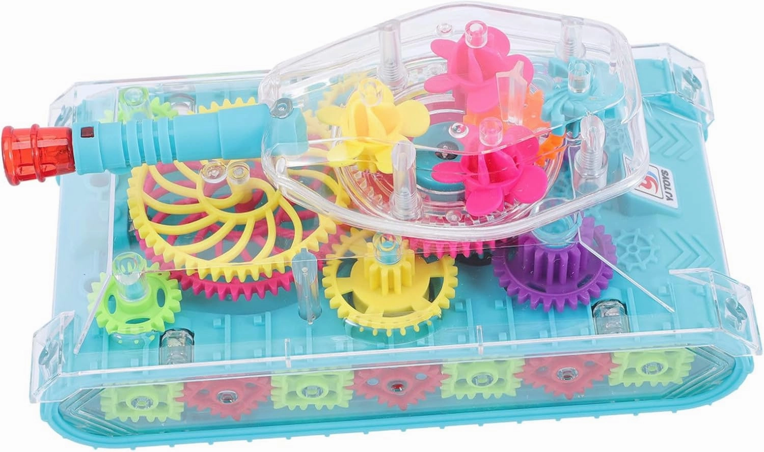 Light Up Gear Tank for Educational Electric Tank Car with Colorful Gears for Imagination Development Creative Play Safe for Ages