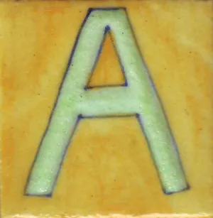 Lime Green A Alphabet Yellow Tile (2x2)