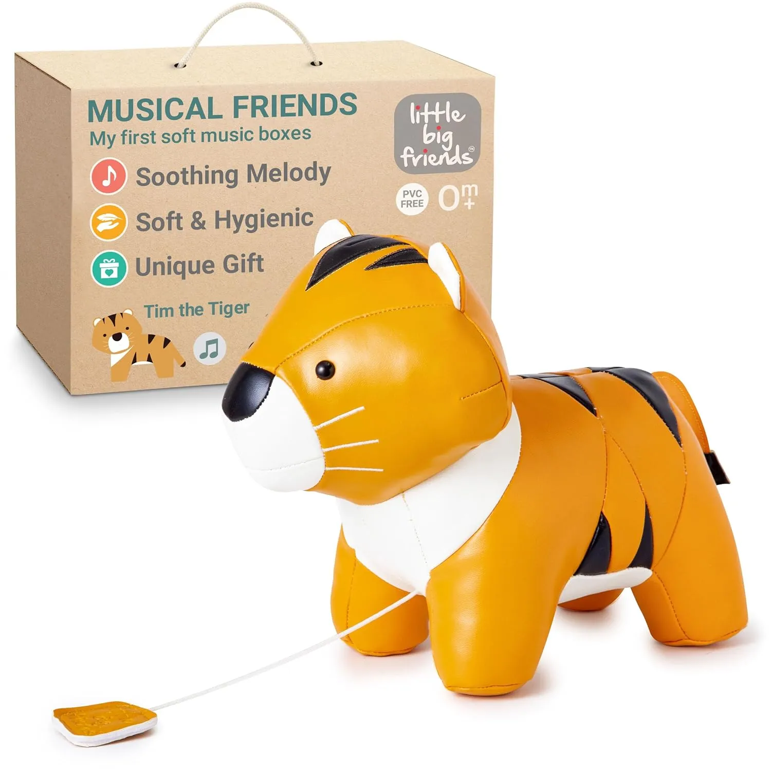 Little Big Friends Musical Friends | Pull String Cord Musical Toy for Baby | Special Stuffed Animal | Easy to Clean | Tim The Tiger