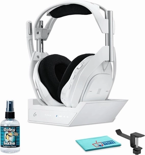 Logitech Astro A50 Gaming Headset with Base Station Bundle Including: Headphone Holder, Goby Labs Headphone Cleaner, Fiber Cloth