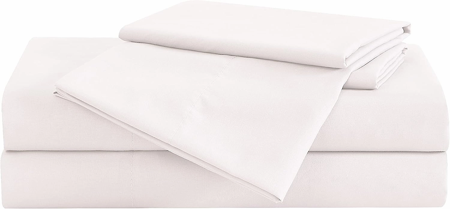London Fog Garment Washed Solid Sheet Set White Microfiber 4-Piece King Sheet Set, Solid Themed, Deep Pocket, Adult and Teen, Oeko-TEX Certified