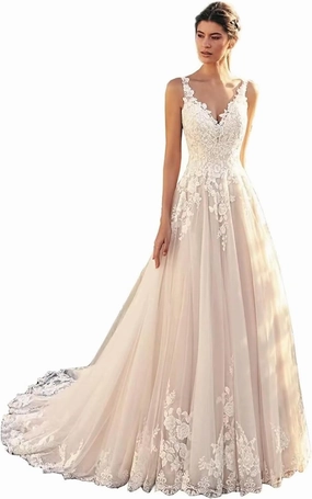 Long Sleeves Wedding Dresses for Bride 2025 Boho Beach A-Line Appliques Lace Bridal Ball Gowns with Train
