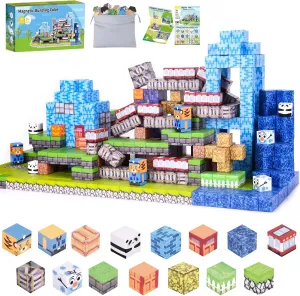 Ludmila 100PCS Magnetic Building Blocks, Montessori STEM Toys for Toddlers, Build 3D Magnetic Train Station Set, Sensory Construction Kit for Boys & Girls, for Ages 3-12 Birthday