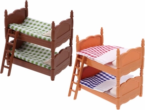 LUOZZY 2 Sets Doll Bunk Bed Miniature Dollhouse Accessories Realistic Mini Furniture Bunk Bed for Dollhouse Bedroom Dormitory
