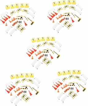 Lurrose 5sets Miniature Traffic Sign for Boys and Girls Educational Road Block Signs Toy School Teaching Traffic Safety Awareness Interactive Play Cars Construction Toys