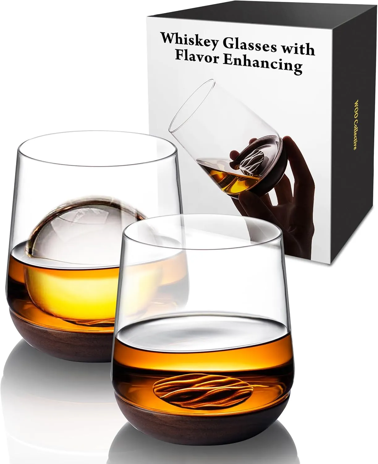Luxury Whiskey Glasses with Tin Flavor Enhancer – Elevate Bourbon & Scotch, Premium Old Fashioned Bourbon Glasses Set, Gift for Him & Whiskey Lovers