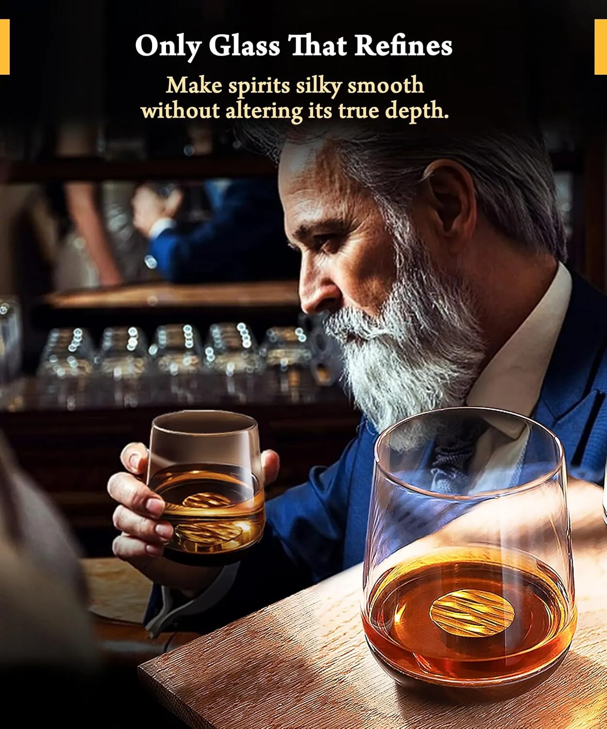 Luxury Whiskey Glasses with Tin Flavor Enhancer – Elevate Bourbon & Scotch, Premium Old Fashioned Bourbon Glasses Set, Gift for Him & Whiskey Lovers