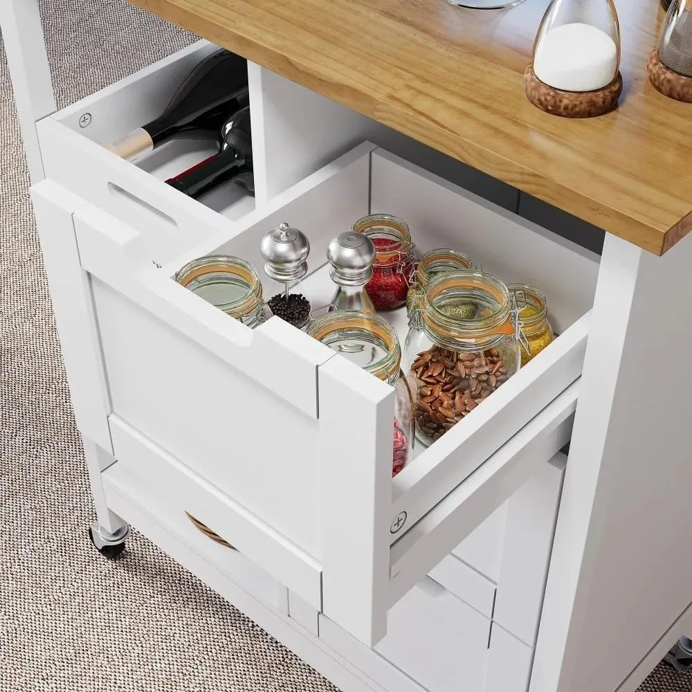 MaGiLL Kitchen Organizer Cart with Wheels White Kitchen Serving Cart for Dining Room Trolley Bar Auxiliary Furniture Home