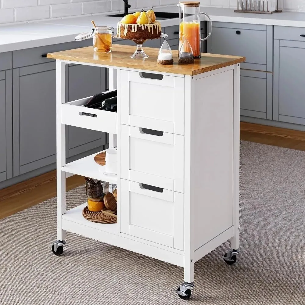MaGiLL Kitchen Organizer Cart with Wheels White Kitchen Serving Cart for Dining Room Trolley Bar Auxiliary Furniture Home
