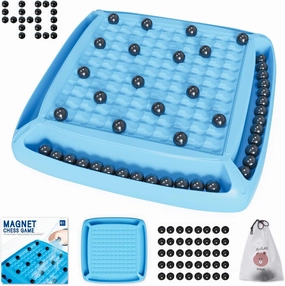 Magnet Chess Game, Magnetic Game Chess Set Ideal for Family and Friend Games Night 2-4 Players (Cyan)