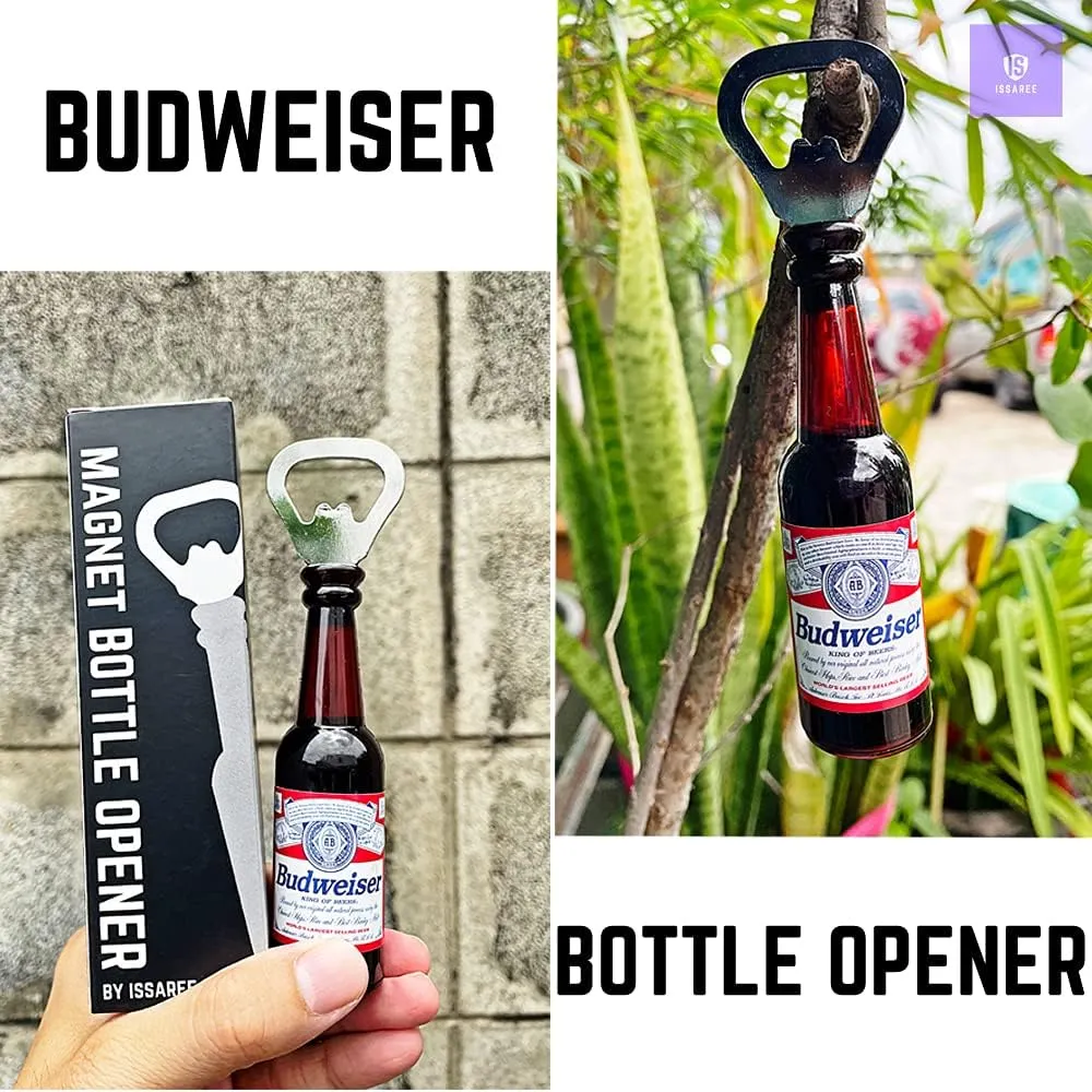 Magnetic Beer Bottle Opener Figure Beer Bottle Bar Refrigerator Decor Unique Birthday Gifts Collection (Budweiser)